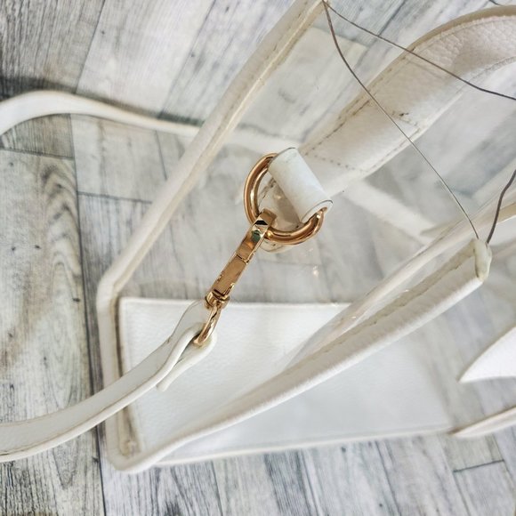 Urban Expressions clear Vinyl handbag W White vegan leather insert. - Picture 8 of 14